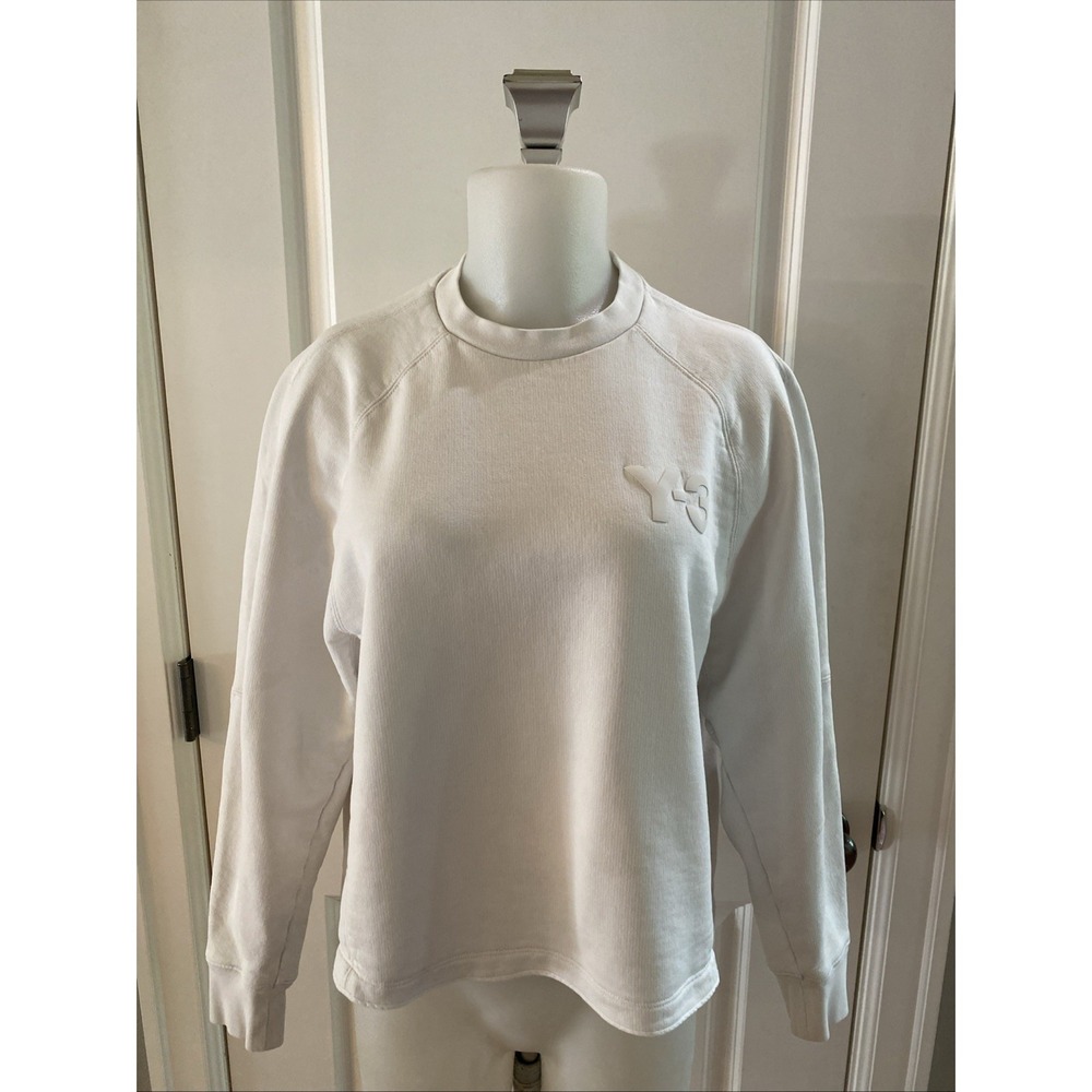Y-3 by Yohji Yamamoto Adidas Crewneck Sweatshirt White Raglan Sleeve Size Small